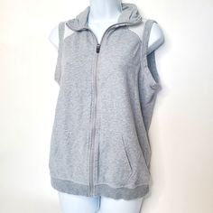 Fabletics Women's Small Vest Jacket Mesh Gray. Good Condition Collar Casual Gray Outerwear For Workout, Casual Stretch Outerwear For Light Sports, Small Vest, Hooded Jacket, Vest Jacket, Athletic Jacket, Mesh, Collar, Best Deals