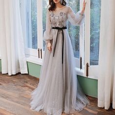 Silhouette:A-Line; Hemline / Train:Sweep / Brush Train; Closure:Lace Up; Built-In Bra:Yes; Embellishment:Appliques; Fabric:Tulle; Sleeve Length:Long Sleeve; Tips:Removable belt; Boning:Yes; Style:Puffy,Floral; Occasion:Engagement,Prom,Wedding Guest; Neckline:Jewel Neck; Sleeve Type:Illusion Sleeve; Front page:Prom Dresses; Listing Date:04/21/2020; Bust:; Hips:; Hollow to Floor:; Waist: Floral Dress Wedding Guest, Cheap Prom Dresses Online, Floral Wedding Dress, Occasion Dresses Wedding, Maxi Bridesmaid Dresses, Party Kleidung, Illusion Dress, A Line Prom Dresses, Prom Dresses Online