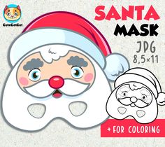 santa mask for coloring is shown in this image