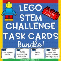 56 Total Lego Challenges A bundle from my First Edition Lego STEM Task Cards and my Second Edition Lego STEM Task Cards Task card format: For most challenges, students won't need more than a handful of legos. There are easier challenges, and some challenges that will really push your students to thi... Lego Stem Challenge, Christmas Legos, Lego Stem, Stem Task Cards, Lego Winter, Lego Challenge, Lego Christmas, Fall Games, Early Finishers Activities