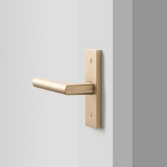 an open door with a handle on the front and side of it, in gold