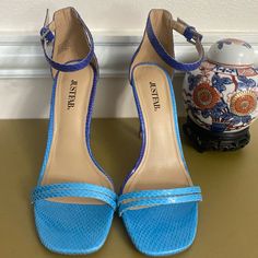 Just Fab Sexy Blue Dress Sandal Size 7.5 Brand New! Perfect For Any Occasion Fitted Blue Heels For Summer, Fitted Blue Summer Heels, Fitted Blue Sandals With Heel Strap, Blue Sandals With 4-inch Heel, Blue Sandals With 4-inch Heel For Summer, Blue Fitted Sandals With Ankle Strap, Blue Fitted Sandals With 4-inch Heel, Fitted Blue Sandals With 4-inch Heel, Blue High Heel Sandals For The Beach