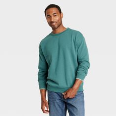 Take cool-weather days on in laidback style with this French Terry Crewneck Pullover Sweatshirt from Goodfellow & Co™. Made from 100% cotton French terry fabric and tailored in a relaxed fit, this crewneck sweatshirt offers all-day cozy comfort, and it's designed with ribbed hem and cuffs for a snug fit and neat finish. Designed in a solid hue, you can pair it with different shorts or pants for versatile cool-weather outfit options. Goodfellow & Co™: Feel good in what you wear, anywhere. Casual French Terry Sweats For Winter, Casual Soft-washed Cotton Sweater, Casual Fleece Sweatshirt In Relaxed Fit, Casual Fleece Sweatshirt With Relaxed Fit, Casual Relaxed Fit Fleece Sweatshirt, Casual Winter Sweatshirt For Gatherings, Casual Green Sweats For Fall, Green Casual Sweats For Fall, Casual Cotton Sweatshirt For Gatherings