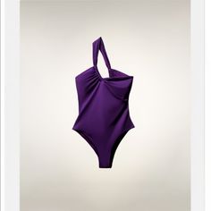 One Shoulder Bathing Suit Elegant One-shoulder Swimwear For Spring, Chic Fitted Purple Swimwear, Elegant One-shoulder Swimwear, Elegant Purple Swimwear For Summer, Elegant Purple Party Swimwear, Chic Purple Swimwear For Parties, Chic Purple Swimwear, Chic Purple Party Swimwear, Chic Stretch Swimwear By Zara