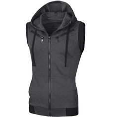 Modern and comfortable, this sleeveless zip-up hoodie features one split pocket and drawstrings, which are great for fall or spring to complement any casual outfit. The stylish hooded vest is easy to carry around to your outdoor activities such as basketball, hiking, and camping. Style this vest with your active shorts or pants. Sporty Cotton Vest For Winter, Hooded Vest With Pockets For Fall, Fall Streetwear Vest With Side Pockets, Athleisure Hooded Sports Vest, Hooded Cotton Vest For Spring, Cotton Hooded Vest For Spring, Hooded Vest For Spring Streetwear, Hooded Athleisure Vest For Streetwear, Casual Hooded Vest Outerwear