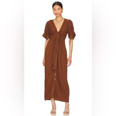 Free People Nwt Vintage Summer Midi Dress Buttondown Chocolate Swirl Size S Relaxed, Longline Silhouette With V-Neckline; Runs Slightly Small Button-Front Design, Knotted Bust Detail, Subtle Puffed Sleeves, Ruching Throughout Measurements/Item Details Size - Small Color - Chocolate Swirl Fabric - 29% Linen 71% Viscose Lining: 100% Modal Condition: New With Tag V-neck Rayon Shirt Dress For Daywear, Fall Beach Midi Dress With Buttons, Fall Beach Button-up Midi Dress, Fall Beach Midi Dress With Button-up, Flowy Maxi Dress With Buttons For Brunch, Short Sleeve Maxi Dress With Button Closure For Brunch, Maxi Dress With Button Closure For Brunch, Brown Button-up Midi Dress, Brown Button Closure Beach Dress