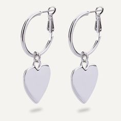 Sweetheart Lever Heart Earrings In Silver - D&X Retail Contemporary Bracelets, Stone Dangle Earrings, Earring Box, Circle Pendant Necklace, Sapphire Color, Free Product, Sustainable Jewelry, Mixed Metals, Birthstone Necklace