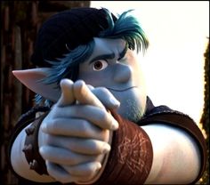 an animated character pointing his finger at the camera