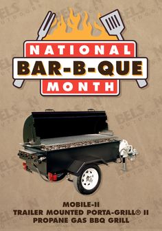 an advertisement for the national bar - b - que month with grilling utensils