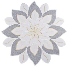 PRICES MAY VARY. Intricate Designs: Our gold star poinsettia Doily boasts beautiful details that will impress all your guests during the holidays and throughout the Christmas season. Embroidered Holiday Christmas White embroidery outlines each poinsettia star and the Sheer White material outlined in Gold is a perfect Doily/Placemat for a Small Table Topper. The 23" Round Doily will spruce up a table and add a lasting impression on your holiday decor. Easy Care: Our doilies are easy to care for, Christmas White And Gold, Elegant Tablecloth, White Centerpiece, Quilted Table Toppers, Christmas Linen, Christmas White, Christmas Poinsettia, Functional Decor, Christmas Table Cloth