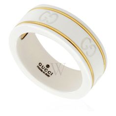 Gucci Ladies Rings. SKU: YBC3259640010. Color: White. Gucci Yellow Gold And White Icon Ring. The Gucci ring is made from 18k yellow gold and white zirconia with engraved GG. Width .27". Made in Italy. Gucci Yellow, Gucci Ring, Ladies Rings, Gucci Rings, Metal Stamping, Types Of Metal, Women Rings, Gold Metal, Color White