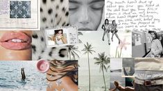 a collage of photos with women and palm trees