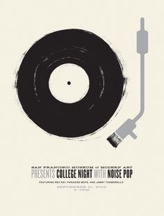 a record player's poster with the words presents college night with noise pop on it