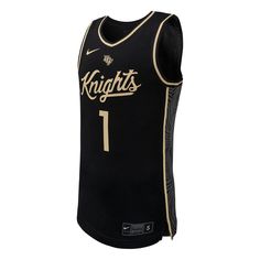 Step up your UCF Knights jersey collection with this Replica Basketball Jersey from Nike. Its lightweight and sleeveless design offers breathability and comfort. The classic UCF Knights design will help you stand out every time you wear it. Woven tag at hem Lightweight, breathable knit fabric Officially licensed Imported Machine wash with garment inside out, tumble dry low Move To Zero is Nike's journey toward zero carbon and zero waste to help protect the future of sport. Apparel labeled sustai Black Breathable Sleeveless Jersey, Black Sleeveless Breathable Jersey, Collegiate Sleeveless Jersey For Team Events, Collegiate Breathable Sleeveless Jersey, Collegiate Sleeveless Breathable Jersey, Sleeveless Jersey With Team Name, Collegiate Black Sleeveless Top, Breathable Sleeveless Collegiate Jersey, Collegiate Sleeveless Jersey With Team Logo