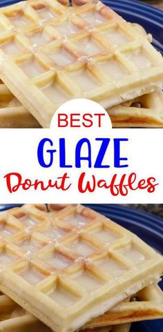 two pictures of waffles with glaze on them