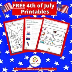 three fourth of july printables for kids to practice their handwriting and writing skills