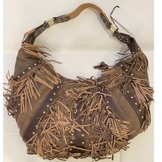 Just Cavalli Suede Leather Fringed Shoulder Bag Brand New With Tags And Dust Bag Bought At Roberto Cavalli Store For $1275 Designer Brown Hobo Bag For Evening, Designer Textured Leather Hobo Bag For Shopping, Luxury Shoulder Bag With Fringe, Luxury Leather Shoulder Bag With Fringe, Designer Leather Hobo Bag For Shopping, Leather Fringe Hobo Bag For Shopping, Designer Brown Textured Leather Hobo Bag, Designer Soft Leather Hobo Bag, Luxury Fringe Bag For Shopping