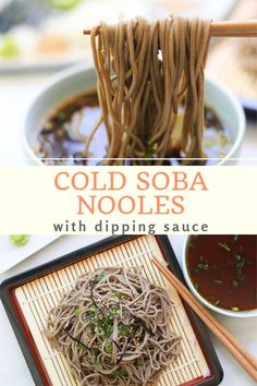 Soba noodles on a mat. Soba noodles being dipped in sauce. Soba Sauce Recipe, Japanese Soba Noodle Recipe, Cold Soba Noodle Recipe, Cold Noodles Recipes, Cold Soba Noodles, Zaru Soba, Soba Recipe, Japanese Soba Noodles, Soba Noodles Recipe