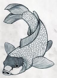 a drawing of a koi fish swimming in the water