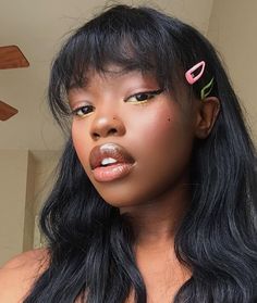 Makeup Styles Black Women, Reference Photos Black People, Poc Makeup Looks, Asian Makeup On Black Women, Manga Lashes Black Woman, Korean Makeup On Black Women, Cute Makeup Looks Black Women, Pretty Girl Reference, Black Reference Photos