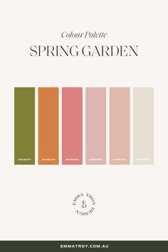 Spring Garden - A warm and bright colour palette. Fresh and reminiscent of new blooms. Colours are often saturated. 
Choosing the right colour palette for your brand can help to create an aesthetically pleasing and memorable identity. With the help of a few simple colour choices, you can set the mood and evoke the emotions you want to draw from your customers. From eye-catching colour combinations to muted hues and pastels, a carefully chosen colour palette will give your brand an extra boost. April Colour Palette, Green Spring Color Palette, Spring Color Palette Nails, Spring Colours Palette, Easter Colour Palette, Garden Colour Palette, April Color Palette, March Color Palette, Website Color Palette Branding