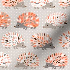 an orange and grey hedgehog pattern on a white background