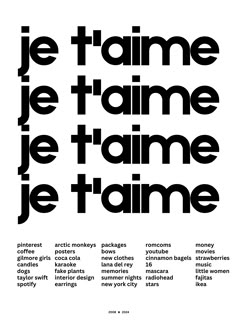 a poster with the words je t'aime je teme je tame je tamme