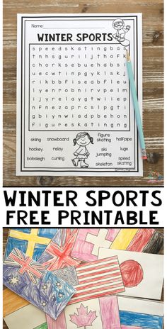 winter sports printable worksheet for kids to practice their handwriting and writing skills