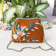 Hello! Welcome to my store! Wish you have a satisfying purchase！ When you have to think of a beautiful, meaningful, impressive gift for your lover, mother or friends then this will be the perfect choice for you! ⭐Don't hesitate to contact us if you have any questions! Thank you *Embroidered handbag ⭐The bag is handmade, each stage is meticulously cared for by skilled craftsmen. ⭐The bag is embroidered with very prominent, strange and beautiful ribbons. ⭐The bag is made of velvet fabric +The inne Handheld Wallets As Gifts, Vintage Handmade Bags For Personal Use, Brown Handheld Clutch As Gift, Handheld Clutch As Gift, Brown Handheld Clutch As A Gift, Brown Evening Bag With Removable Pouch As A Gift, Portable Handheld Clutch As Gift, Vintage Handmade Bag, Portable Pouch Evening Bag Gift