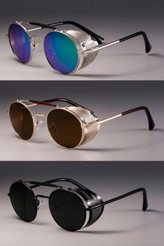 Look the part with these Fashionwear hippy retro sunglasses. The polarized lenses resist UV rays to help protect your eyes, while the metal frames ensure durability during everyday use. Providing 100% UV protection from the sun's harmful rays these Retro Round Metal Sunglasses are functional in addition to being fashionable. Fashion eyewear for women stylish look. steampunk glasses men, sunglasses mens fashion, men's fashion accessories #mensunglassses #fashionsunglasses #fashion #styles Punk Style Mirrored Sunglasses For Summer, Metal Sunglasses With Tinted Lenses For Streetwear, Streetwear Metal Sunglasses With Tinted Lenses, Adjustable Punk Sunglasses For Summer, Adjustable Punk Style Sunglasses For Summer, Punk Style Adjustable Sunglasses For Summer, Punk Sunglasses With Mirrored Lenses And Adjustable Fit, Retro Adjustable Sunglasses For Streetwear, Vintage Adjustable Sunglasses For Streetwear