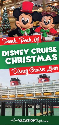 the disney cruise christmas flyer with mickey and minnie mouse at seaworld's pier