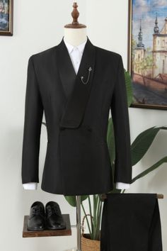 Discover Nash Fancy Black Shawl Lapel Double Breasted Wedding Men Suits with allabousuit. Shop for a range of Black Shawl Lapel men's suits for every occasion with rush order service in cheap price. Black Double Breasted Suit For Party With Suit Collar, Black Double Breasted Suit For Groom, Black Double-breasted Suit With Suit Collar For Party, Black Double Breasted Suit For Party, Black Double Breasted Suit For Groom With Notch Lapel, Black Double Breasted Groom Suit With Notch Lapel, Black Tuxedo With Suit Collar For Groom, Black Wedding Suiting Fabric Sets, Tailored Black Double Breasted Suit For Wedding