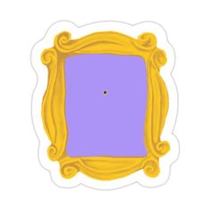 a purple and yellow frame with an oval hole in the center on a white background