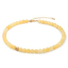 The Honey Calcite Necklace features pastel yellow minerals interspersed with a 24ct gold plated brass, rustic-textured bead, creating a unique overall effect. Beyond the pleasant harmony of colors, honey calcite is known for its beneficial properties, such as energizing and boosting self-confidence. The necklace creates a beautiful set with the matching Honey Calcite Earrings and Bracelet. The jewelry is handmade in our Budapest studio. MATERIAL: 24 carat gold plated brass  STORAGE/CLEANING: Store your Eva Remenyi jewellery separate from other jewellery to prevent scratches and protect gold-plating Clean with a soft cloth or a special jewellery cleaning cloth Calcite Necklace, Harmony Of Colors, Honey Calcite, Artisan Gift, Rainbow High, Zodiac Jewelry, Special Jewelry, Pastel Yellow, Watch Necklace