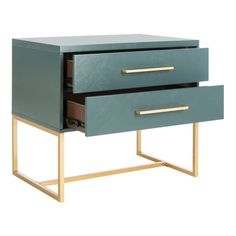 two drawers with gold handles on each side