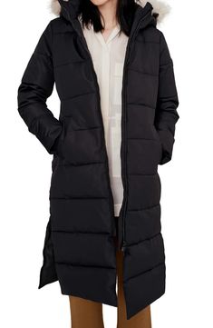 Noize Long Parka with Faux Fur Trim | Nordstromrack Non-stretch Black Outerwear For Winter, Casual Black Full-length Outerwear, Black Full-length Winter Outerwear, Casual Fitted Full-length Outerwear, Casual Fitted Outerwear, Fitted Full Length Casual Outerwear, Black Parka, Womens Black Coat, Long Parka