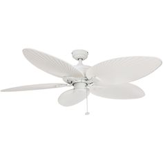 a white ceiling fan with four blades