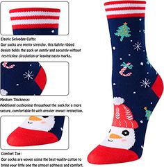 Children Christmas SocksHoliday socks for boys and girls. Featuring charming Christmas elks, Santa Claus, snowmen, adorable penguins, snowflakes, stars, Christmas trees, vibrant candy canes, and Santa hats. Perfect for spreading cheer this season!Size & PackingOur little kid socks fit 5-8 year old girls and 4-7 year old boys. Each exclusive gift box contains 4 pairs of funny kids socks.Quality MaterialOur novelty socks for kids are made of 80% Cotton, 15% Polyamide, and 5% Elastane to ensure the Cute Christmas Gift Socks, Multicolor Christmas Socks For Stocking Stuffers, Blue Christmas Socks For Stocking Stuffers, Boys Christmas Gifts, Adorable Penguins, Novelty Christmas Gifts, Best Secret Santa Gifts, Christmas Socks Gift, Socks Gifts