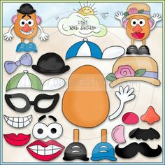 an assortment of different types of hats and mustaches