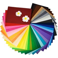 an assortment of color swatches with flowers on them