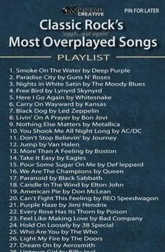 the cover of classic rock's most overplayed songs playlist