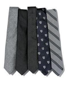 The Essential Can't-Go-Wrong Tie Wardrobe    Wool  In the middle of winter, you'll want a tie to pair with your heavier-weight suits.    Solid Black  For formalwear occasions, for a gray suit with a white shirt, or for a leather or jean jacket. Exceptionally versatile.    Pin-Dot  Like a polka-dot, but much smarter and more subtle.    Club  Any tie with a repeating logo. Once just for the Ivy League set, now for anyone with serious style.    Repp  Still a Capitol Hill staple, but now cut skinny. Men Ties, Prom Outfit, Color Board, Logo Symbol, Minimal Color, Mens Wear, Gray Suit, Mens Fashion Trends, Suit And Tie