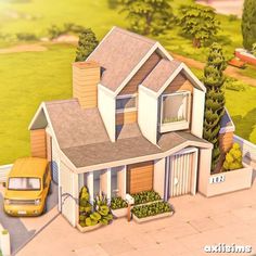 an artist's rendering of a house with a car parked in the driveway