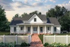 this is an artist's rendering of the farmhouse style house plans for small homes