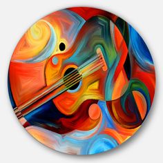 an abstract painting of a violin and music notes