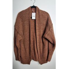 Brand Nwt- Brown Comfy Thick Knitted Sweater For The Season! Contrast Ribbed Trim With Open Front, Slouchy Fit. Approx Measuring: Pit To Pit- 25 Inches Length- 28.5 Inches Smoke Free Home Brown Knit Sweater One Size, Relaxed Fit Open Knit Cardigan For Fall, Crochet Kimono Cardigan, Sarah Black, Retro Cardigans, Chunky Turtleneck Sweater, Free People Cardigan, Boho Cardigan, Rib Knit Cardigan