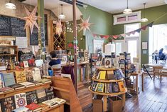 the inside of a bookstore with many books on display