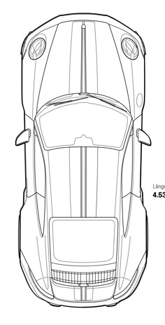 a drawing of the front end of a sports car