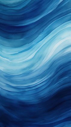 an abstract painting with blue and white waves in the water, created using acrylic paint