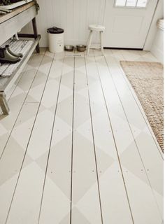 an image of a white painted floor with text overlay that reads diy harlequin painted floors